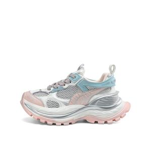 Rosa Bianca Дышащие массивные кроссовки для увеличения роста женские - розово-белые (стелька из овчины), цвет Pink White (Sheepskin Insole)