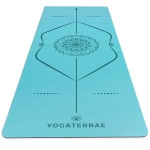 YOGATERRAE Нескользящий коврик для йоги из натурального каучука PU - MANDALA BODY LINES Небесно-голубой
