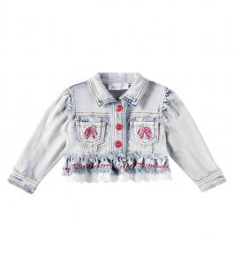 Джинсовая куртка с вышитыми воланами Monnalisa, Stone Bleach