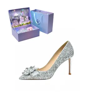 ROBINHOOD Эксклюзивные туфли на высоком каблуке Castle с 3D подарочной коробкой серебристого цвета, цвет Silver[Dream Castle Exclusive 3D Gift Box]