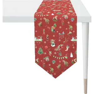 Столовая лента 6200 ЗИМНЯЯ СТРАНА, рождественский декор, Рождество цифровая печать Apelt, Rot/bunt