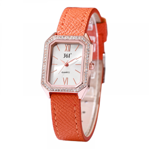 361° Часы женские с кварцевым механизмом и ремешком из PU, серебристый циферблат