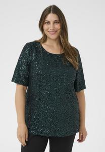 Блуза Kaffe Curve KCLAILA SS BLOUSE, Dark Green Sequin/Dark Green