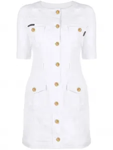 Джинсовое платье с тиснеными пуговицами Philipp Plein, белый