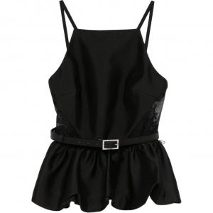 Топ с баской из тафты для селфи Self-portrait, черный