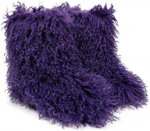 Женские зимние ботинки YESBOR с искусственным мехом, пушистые и мягкие, для улицы, на плоской подошве, Purple