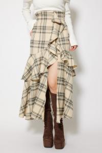 Шорты-юбка с высокой талией и оборками, разрезом и оборками Rienda, цвет Pattern Beg5