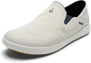 Мужские лодочные кроссовки OLUKAI Moku Slip-On, улучшенное сцепление и удержание, легкая и дышащая сетка, комфортная посадка и носка в течение всего дня, белый/синий