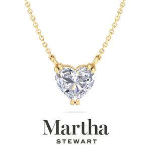 Ожерелье Марты Стюарт с выращенными в лаборатории бриллиантами в форме сердца из 14-каратного золота. Martha Stewart, 14K Yellow Gold/2 Carats