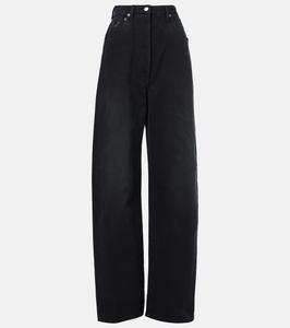 Джинсы с высокой посадкой и широкими штанинами Prada, черный