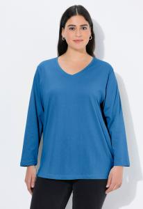 Топ Ulla Popken Long sleeved top, Cornflower/Dark Blue