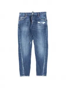 Джинсы с эффектом потертостей Dsquared2, синий