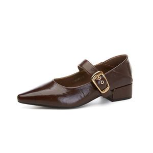 Туфли Мэри Джейн на массивном каблуке Women's YOUYUSHI, темно-коричневый