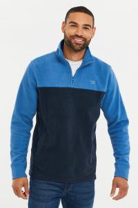 Двухцветный флисовый джемпер с молнией в четверть цвета 'Wham' Threadbare, синий
