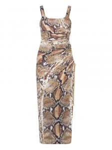 Платье миди со змеиным принтом Roberto Cavalli, коричневый