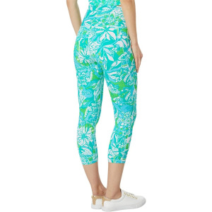 Брюки Lilly Pulitzer South Beach High-Rise Crop, цвет Botanical Green Safari Sangria