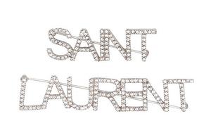 Брошь с логотипом SAINT LAURENT, серебро