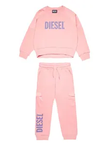 Спортивный костюм с логотипом Diesel Kids, розовый