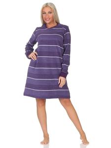 Ночная рубашка NORMANN Frottee langarm Bündchen Streifenoptik, фиолетовый