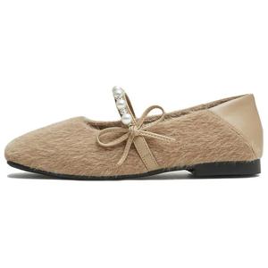 Повседневные однобортные туфли женские TATA, Khaki (Fleece-Lined)