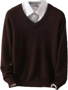 Мужской вязаный свитер с V-образным вырезом, мягкий и теплый