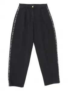 Плиссированные брюки с фирменной лентой Balmain Kids, черный