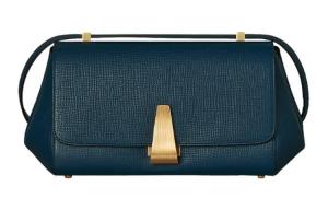 Bottega Veneta Темно-синяя женская сумка через плечо из зерненой телячьей кожи среднего размера