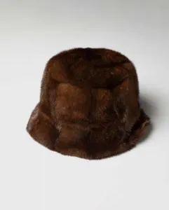 Женская коричневая норковая меховая шапка De la Roca, коричневый