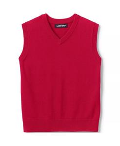 Школьная форма для девочек из хлопка и модала, тонкий свитер, жилет Lands' End, красный