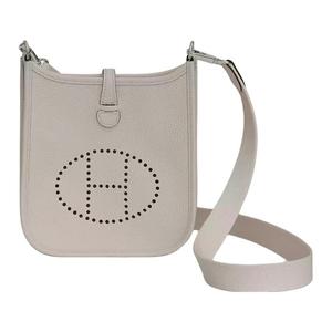 Hermes Сумка через плечо Evelyne Taurillon Clemence из коровьей кожи, мини-сумка унисекс 8 л, цвет Beton Glacier White