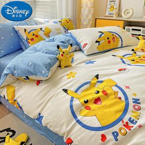 Disney Комплект постельного белья 1,5 м, 4 предмета, простыня на резинке, 200x230 см, хлопок, Cute Pikachu