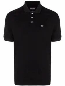Рубашка поло с логотипом EMPORIO ARMANI, черный