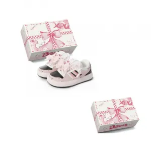 Женские низкие скейтбордистские кроссовки с износостойким покрытием XPQ, черный розовый (bowknot)