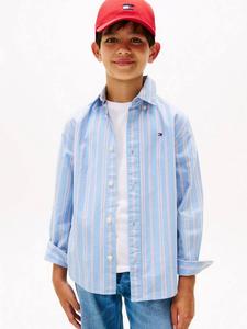 Детская полосатая рубашка с длинными рукавами из хлопковой смеси Tommy Hilfiger, Cloudy Blue
