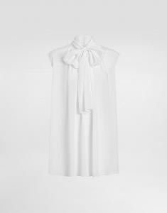 Шелковая рубашка из крепдешина Dolce & Gabbana, белый