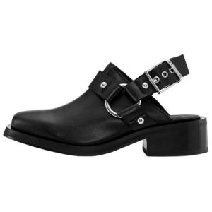 Туфли Biker Slingback Leather Mules GANNI, черный