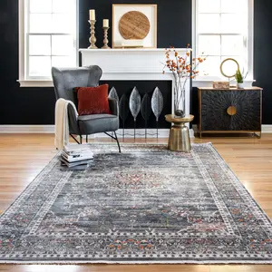 Ковер Penny Vintage Floral Medallion Area Rug nuLOOM, 152x236 см, серый