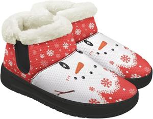 Зимние ботинки для женщин и мужчин, минималистичные, теплые с мехом, с широким носком, на щиколотку, с легким надеванием, для прогулок и бега Chririnla, Smiling Snowman