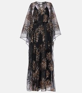 Кафтан Gran Soleil с декоративными элементами из тюля Taller Marmo, Black