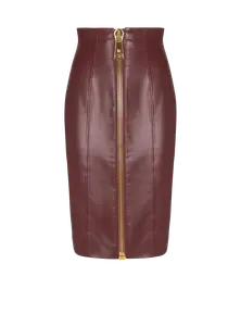 Юбка-карандаш из овечьей кожи Balmain, коричневый