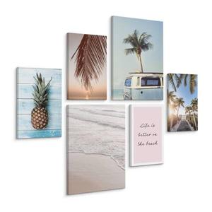 Картины на холсте Muralo Set Palmen Meer Zitat цвет beige/blau/braun