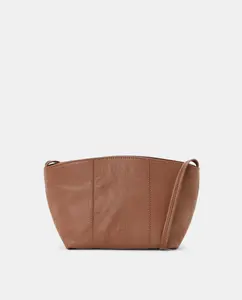 Маленькая закругленная кожаная сумка через плечо Latouche, коричневый