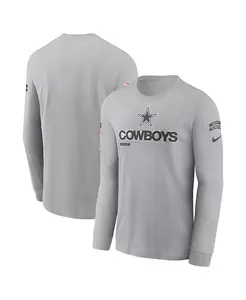 Футболка с длинным рукавом Nike для мужчин в сером цвете Dallas Cowboys 2024 Salute to Service Fanatics