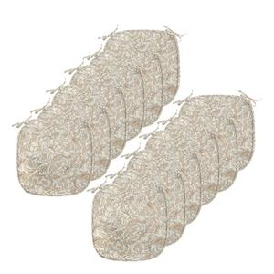 ABAKUHAUS Бежевые подушки на обеденный стул, свадебный букет «Флора», декоративная водонепроницаемая подушка с ремнями для кухонных сидений, 40 см x 40 см — упаковка из 12 шт., пыльно-бежевый оттенок, серебро