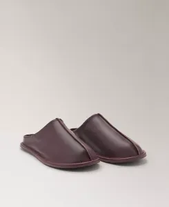 Женские кожаные туфли-сабо с декоративными швами Mango, фиолетовый