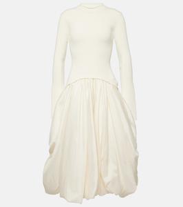 Платье миди с отделкой из тафты Kenlie Simkhai, слоновая кость