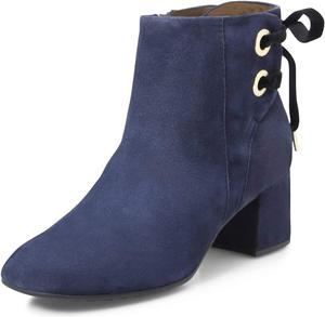 Женские ботильоны YDN с круглым носком, массивным средним каблуком, шнуровкой и замшевой отделкой, зимние, Navy Blue