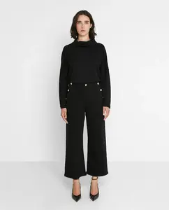 Женские широкие джинсы с пуговицами и укороченными штанинами Trucco, черный