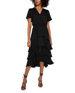 Платье с присборенной талией и ярусами VINCE CAMUTO, черный