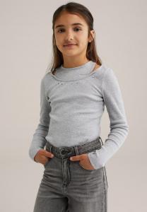 Топ WE Fashion Long sleeved top, Blended Light Grey/Light Grey